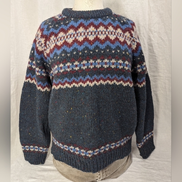 Nordstrom Sweaters - Vintage Nordstrom wool sweater, gray, blue, and burgundy, size XL